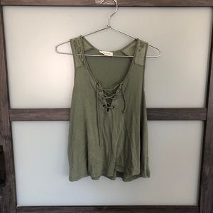 Green Strappy Lace Tank